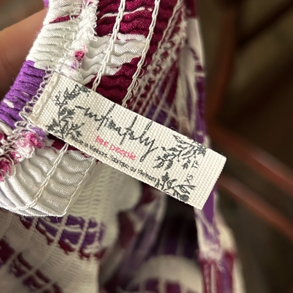Free People Intimately Heat Wave Printed Maxi Slip Dress in Purple Sz XS - Picture 9 of 9